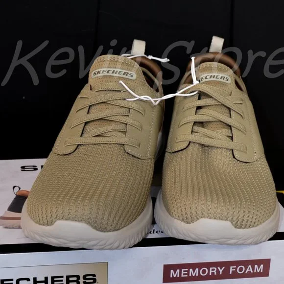 Skechers Men's Delson Slip On Sneaker Taupe - Picture 2 of 7